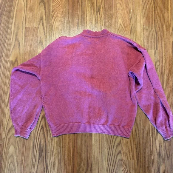 Vintage Hunter’s Glen Pink Cardigan with Leaf Detail – Size M - Picture 7 of 11